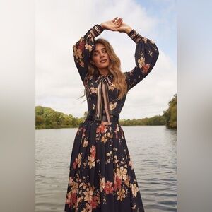 Karen Millen x Lydia Elise Millen Black Bow Maxi Dress